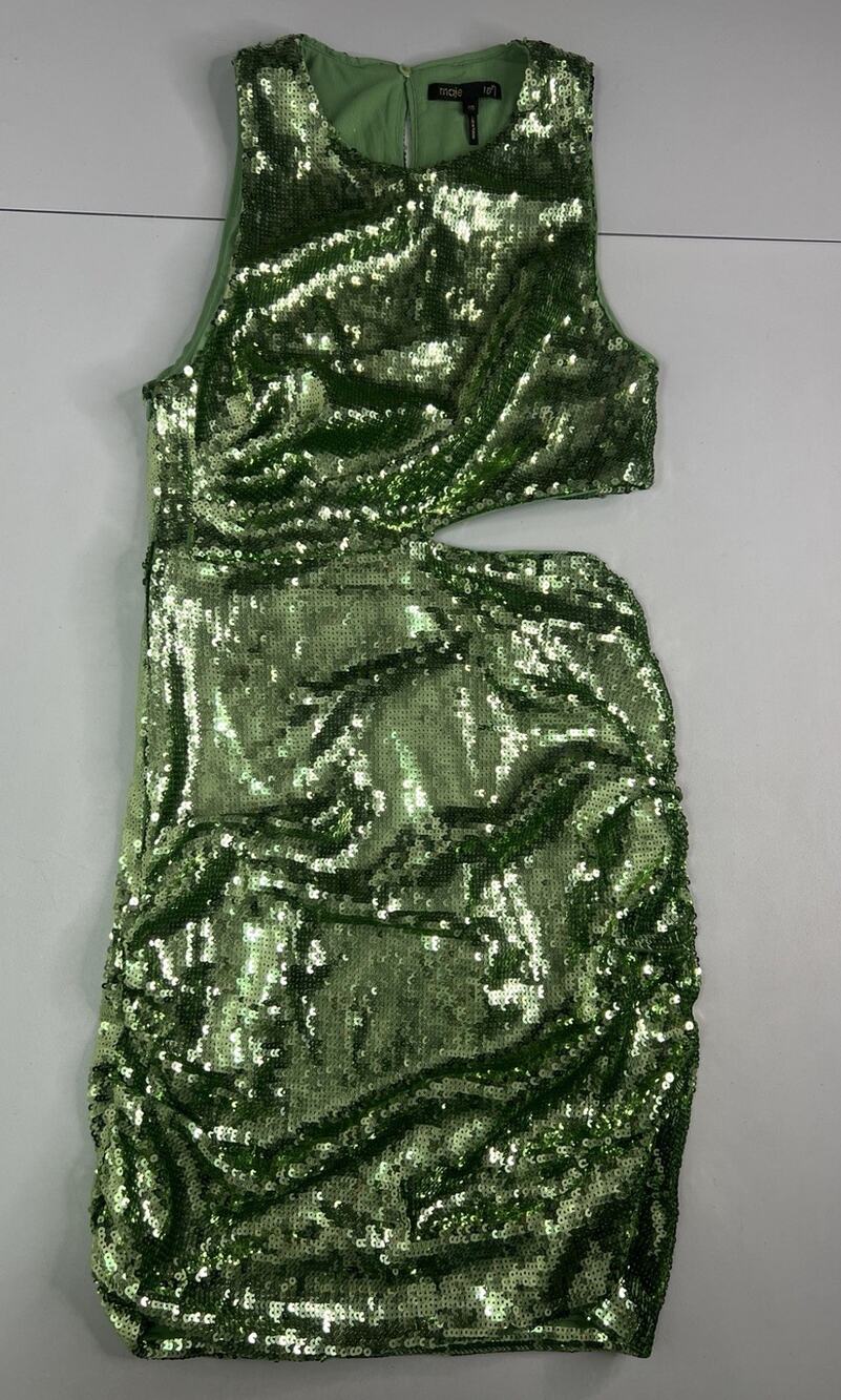 Maje NWOT Sequined Cutout Mini Dress Green Size 40 EU US Size Large